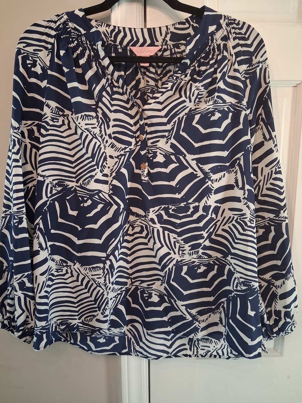 Lilly Pulitzer Navy & White Silk Elsa